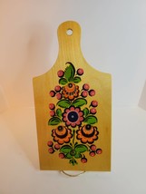 Vintage Russian Wooden Floral Painted Cutting Board Souvenir  - £15.81 GBP