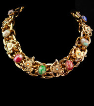 Vintage 7 1/2&quot; Victorian Chunky bracelet - renaissance revival golden he... - £131.72 GBP