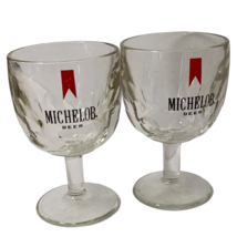 Michelob Beer Glass Thumb Print Dimple Goblet Stemmed Mug Vintage Lot Of 2 Nice - £15.46 GBP