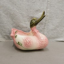 Vintage Hull Pottery Duck Or Hapoy Swan Planter Pink Green Mid Century 5... - $27.00