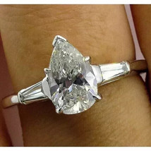 E/VS2 1.12 CT&#39;s Solitaire PEAR Diamond Engagement Ring White Gold Lab Grown - $750.00