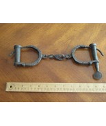 Repro CAST IRON Handcuffs SHACKLES HEAVY Marked 8 Only a Prop 2.25” Deco... - £14.94 GBP