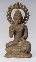Antique Indonesian Style Seated Bronze Javanese Teaching Buddha - 19cm/8&quot; - £491.38 GBP