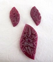 41X19 Mm Classic African Ruby Carved 83.50 Carats Gemstone For Earring Pendant - £686.76 GBP