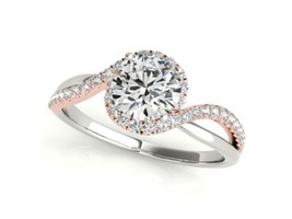 14k white and rose gold bypass diamond engagement ring/1 carat wedding ring - £8,154.66 GBP