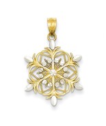 14K Two Tone Gold Snowflake Pendant - €214,51 EUR
