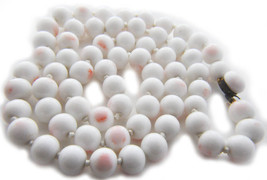 Vintage Glass Beads looks like Angel Skin Coral 26 Inches 9 1/2 MM Bead Necklace - £35.30 GBP