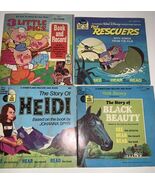 Vintage Book &amp; Record Lot Of 4 The Rescuers 3 Little Pigs Heidi Black Be... - €16,87 EUR