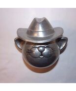 Cat Bank Cowboy Hat Pewter RWP Wilton Western Kitty Vtg Animal Mount Joy PA - €36,10 EUR