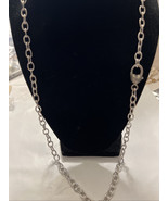 Silver Tone Long Necklace/ chain thick links Heart Clasp 24&quot; - €13,66 EUR