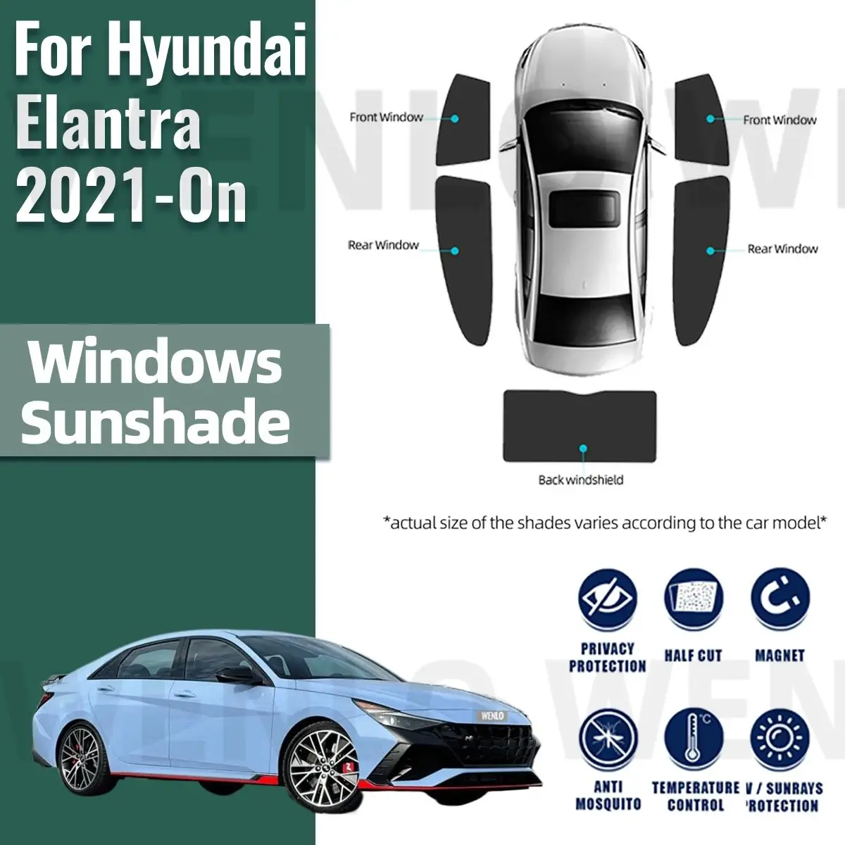 For Hyundai Elantra 2021 2022 2023 2024 Avante CN7 Magnetic Car Sunshade Front - £38.84 GBP+