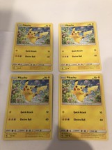 Set Of 4 Pokemon Cards Pikachu Hidden Fates Common Cards 19/68 - £3.00 GBP