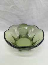 Vintage MCM Green Anchor Hocking Glass Serving Dish Bowl Tray 4 1/2&quot; X 1 3/4&quot; - £26.35 GBP