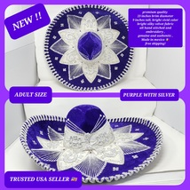authetic adults mexican fiesta dark purple  w/silver trim charro sombrero - £63.86 GBP