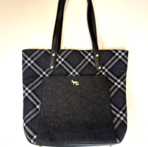 Emma Fox Caspian Wool Plaid Tote (Grey Plaid) Tote Handbags No Tassel - £10.19 GBP