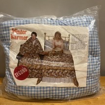 HERITAGE Quilts Vintage BLUE Check Winter Warmer Snap Blanket 60 X 77” NOS - £54.86 GBP