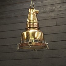 Salvaged Refurbished Old Vintage Brass Cargo Pendant/Hanging/Ceiling Light - £367.25 GBP