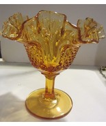 Vintage Fenton Amber Glass  Ruffled Edge Compote dish - £17.19 GBP