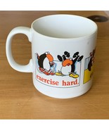 Vintage Coffee Cup Jim Benton Penguin 87 Exercise Hard Eat Fiber Die Any... - $299.79 MXN