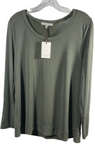 Green Envelope Women&#39;s Long Sleeve Modal Scoop Neck Blouse Top Size M L Green - £15.62 GBP