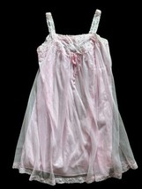 Vintage Gotham Lingerie Pink Embroidered Chiffon M Medium Nylon Sexy - $961.37 MXN