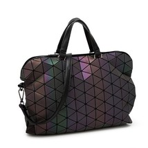 Fashion Luminous bag Women Geometric Tote Quilted Shoulder Bags Laser Plain Fold - £44.13 GBP
