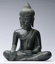 Antigüedad Khmer Estilo Bronce Enlightenment Bayon Estatua de Buda - 39cm/40.6cm - £735.11 GBP