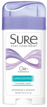 Sure Antiperspirant deodorant invisible solid 48 Hr Performance unscente... - $7.54