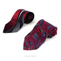 (Lot of 2) J. Ferrar Silk Neckties Red Geometric Art  - £9.48 GBP