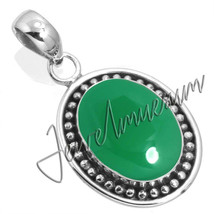 Girlfriend Gift Natural Green Onyx Pure Fine Sterling Silver Pendant - £25.68 GBP