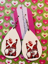 Gnome Couple Kissing Large Teardrop Dangle Pierced Earrings - $8.00