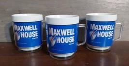 Maxwell House Coffee Cups 8 oz Thermo-Serv Plastic Vintage Camping Beach 3 Set - £17.36 GBP