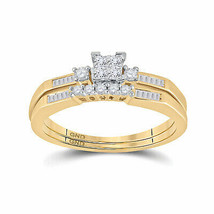 10kt Yellow Gold Princess Diamond Bridal Wedding Ring Band Set 1/3 Ctw - £308.22 GBP