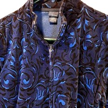 Basic Editions Women&#39;s Velour Jacket Blue Full Zip Pockets Mock Neck M New - $15.83