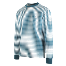 Obey Men&#39;s Deep Ocean Teal 89 Icon II Striped Crew Neck L/S T-Shirt - £12.60 GBP