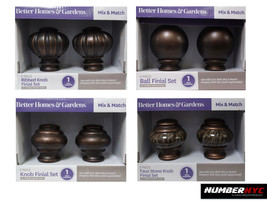 Oil Rubbed Knob Finial Bronze Faux Stone Finish Curtain for Drapery Rod 1 SET - £15.81 GBP+