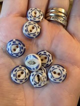 8 Antique Button Blue China Stencil Pattern Diminutive 3/8&quot; Hard To Find - $100.87