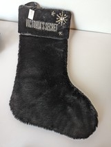 New Victoria&#39;s Secret Christmas Stocking Black Fur Silver Big Rhinestones Gift - £23.22 GBP