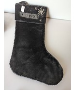 New Victoria&#39;s Secret Christmas Stocking Black Fur Silver Big Rhinestone... - £22.64 GBP