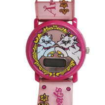 VINTAGE 1990&#39;s DISNEY MARIE ARISTOCATS PINK DIGITAL WRIST WATCH NEEDS BA... - $23.75