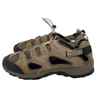 Lands End Mesh Leather Hiking Water Shoes Sandals Brown Straps Mens Size 8.5 - £21.33 GBP