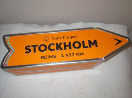 STOCKHOLM  Veuve Clicquot Champagne Reims France Yellow Arrow Sign Metal... - $98.00