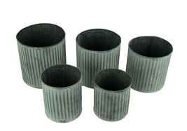 Textured Grey Washed Metal Decorative Storage Cans Set of 5 - £18.08 GBP