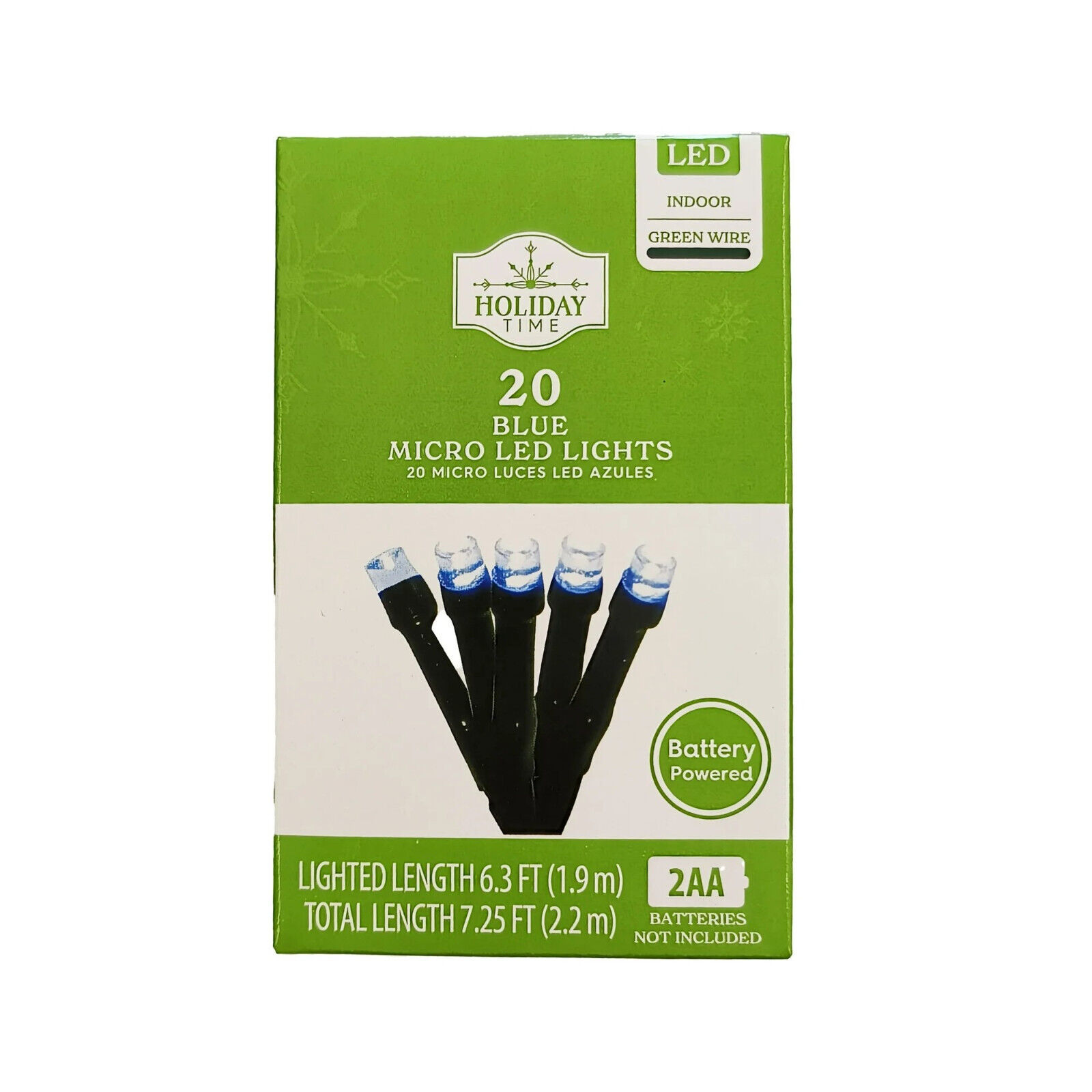 HOLIDAY TIME 11030229DC 20CT BLUE MICRO LED LIGHTS 6&#39;, BATTERY POWERED -... - $3.98