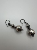 Vintage Sterling Silver Dangle Bead Earrings 5cm x 1.4cm - $29.70