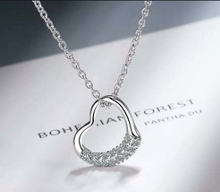 Crystal Heart Pendant 925 Sterling Silver Chain Necklace Womens Jeweller... - $19.99