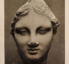 1927 Woman&#39;s Head Statue In Chios Art Print Antique Statue Ephemera 10.25 x 7&quot; - £16.07 GBP