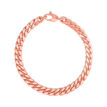 Pink Cuban Link Bracelet, 14K Rose Gold, lobster clasp, womens jewelry - £382.39 GBP