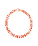 Pink Cuban Link Bracelet, 14K Rose Gold, lobster clasp, womens jewelry - €466,18 EUR