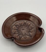 Blaisdell Pottery Ashtray Catchall Dish Brown Flower Signed 6.5 Inch Stu... - $21.40